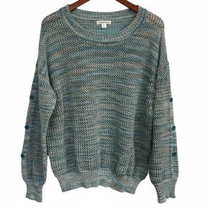 HP🎉 John Paul Richard XL Open Knit Sweater - Multicolor Button Sleeves EUC